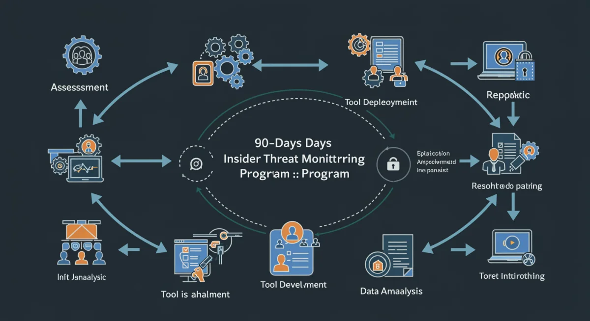 Diagram of a 90-day insider threat monitoring program phases