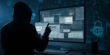 Advanced phishing attacks targeting U.S. employees in 2025 with digital security overlay