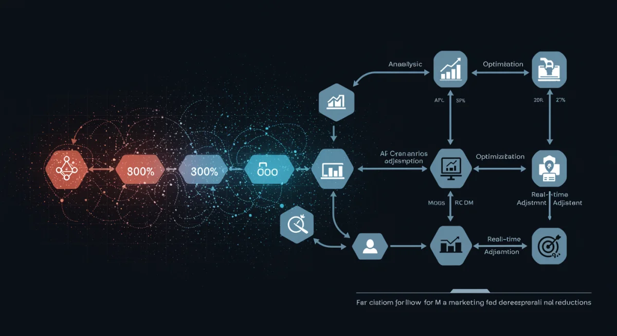 Complex AI algorithm optimizing digital ad campaigns for cost-efficiency
