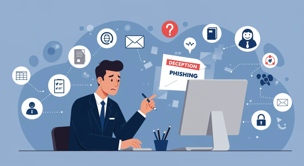 Employee recognizing sophisticated phishing email techniques in a corporate setting