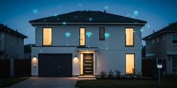 Futuristic smart home with integrated security systems
