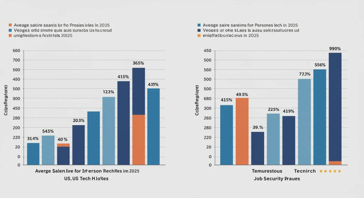 Infographic comparing salary and job security for remote versus in-person US tech roles in 2025.