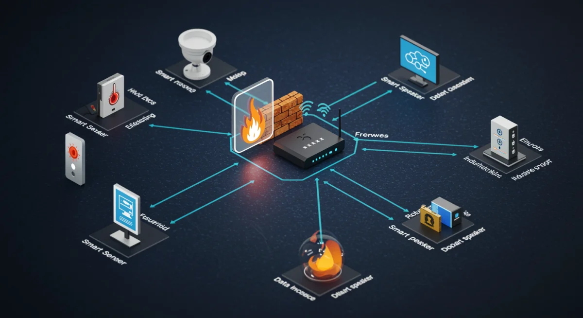 Diagram illustrating secure network connections for various IoT devices