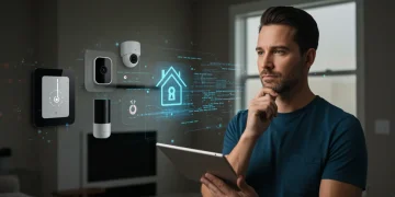 Secure smart home with integrated devices and homeowner managing data on a tablet