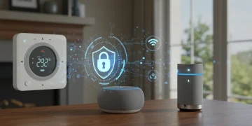 Securing Your Smart Home Network: 5-Point Checklist 2025 Secure smart home network with digital shield protecting connected devices
