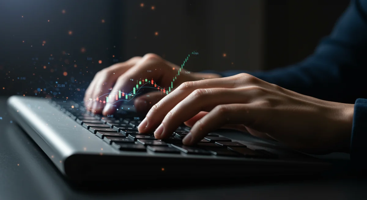 Hands typing on a keyboard, demonstrating advanced coding skills vital for the future tech market.