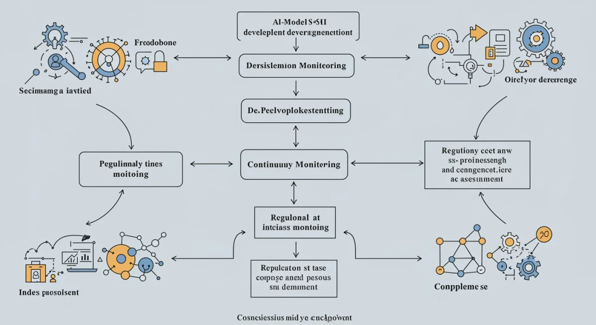 Flowchart of AI model development with regulatory checkpoints