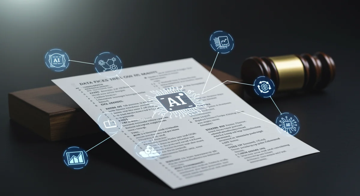 Legal document showing data privacy and intellectual property in AI