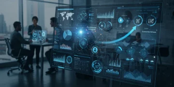 AI-powered marketing automation dashboard showing conversion rate growth