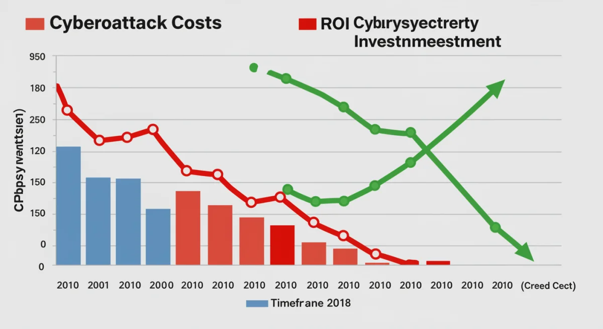 Graph showing decreasing cyberattack costs due to increased cybersecurity investment.