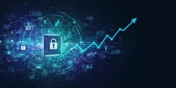 Illustration of AI, cybersecurity, and data networks representing the future tech job market