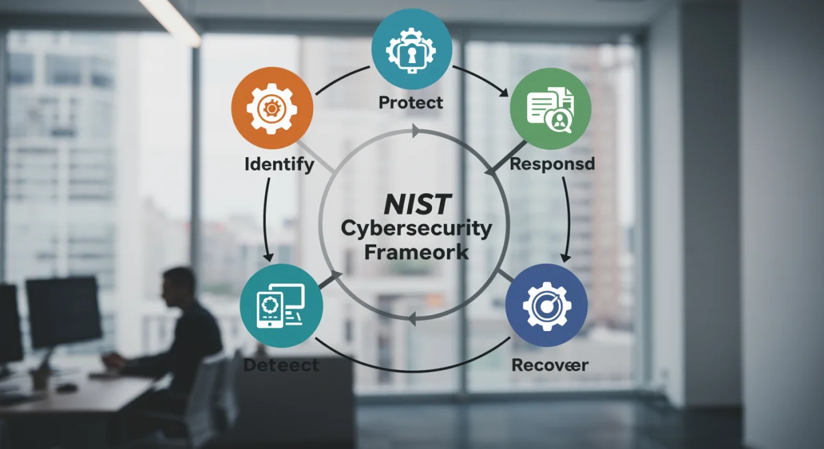 NIST Cybersecurity Framework's five core functions depicted in a clear, actionable diagram for business implementation.