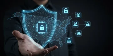 AI-powered digital shield protecting U.S. business data from cyber threats
