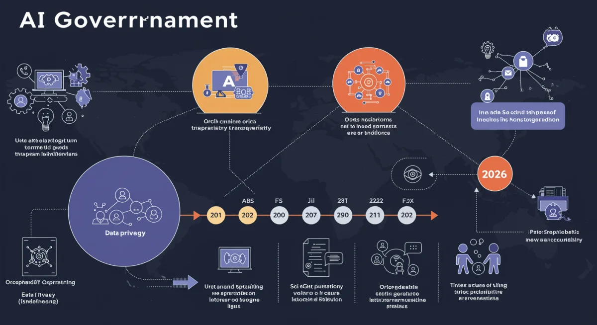 Infographic detailing key pillars of AI governance and compliance for businesses