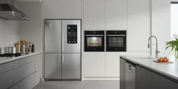Modern kitchen with integrated smart appliances