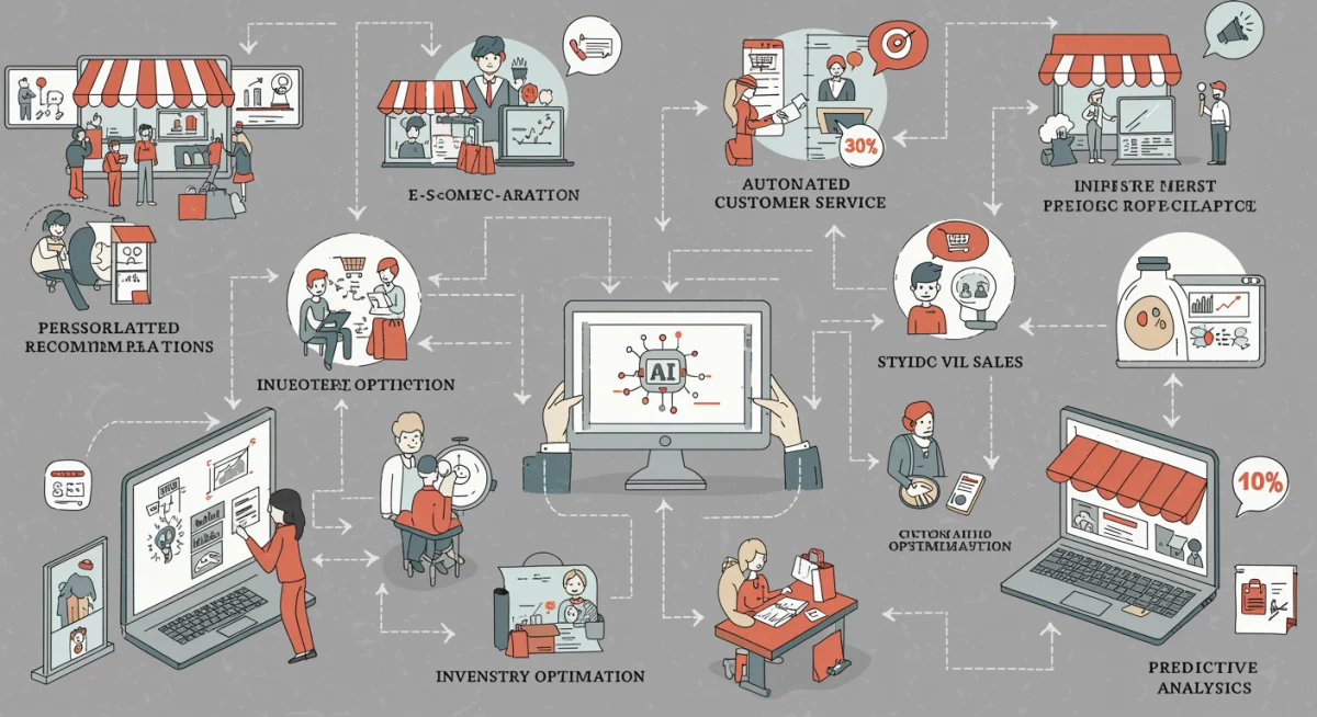 Infographic of AI E-commerce Functionalities and Benefits
