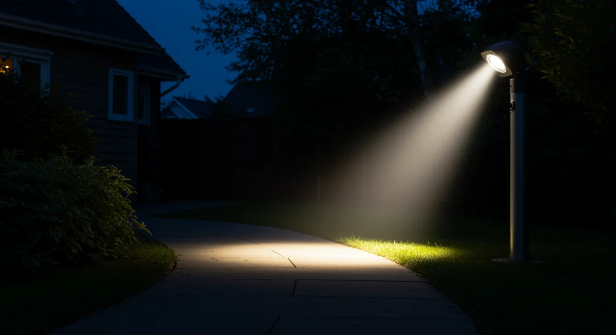 Outdoor smart spotlight with motion detection and integrated camera